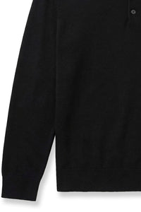 Pure Cashmere Polo Sweater in Black by Scott Barber