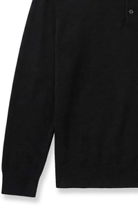 Pure Cashmere Polo Sweater in Black by Scott Barber