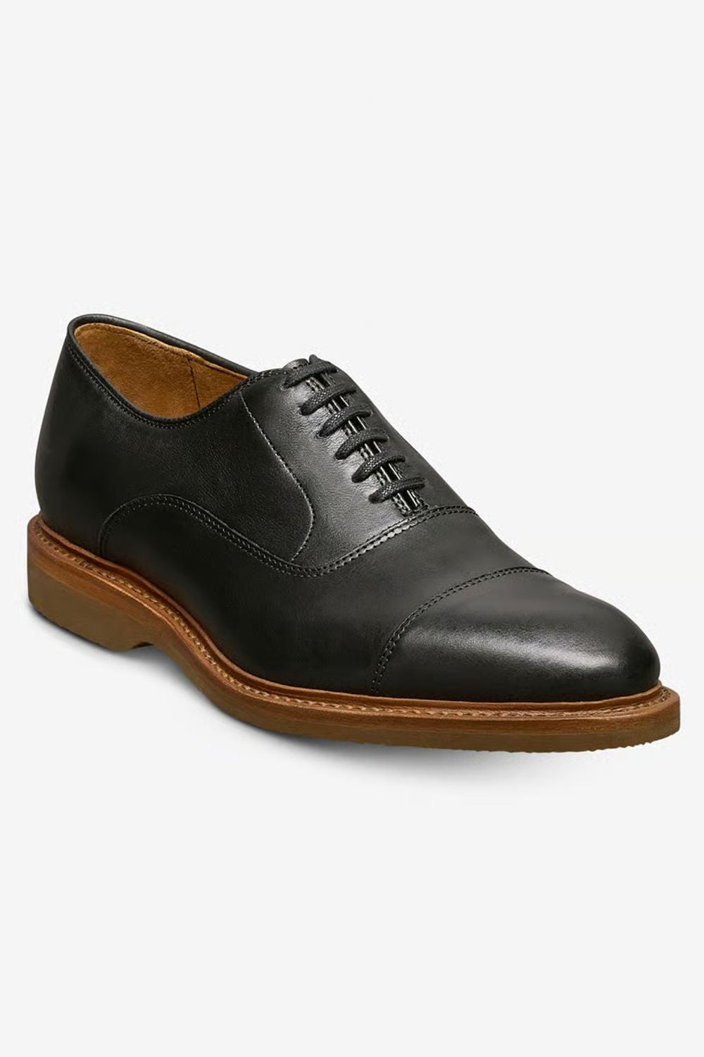 Park Avenue Verse Cap-Toe Oxford Dress Shoe in Black Leather with Brown Sole by Allen Edmonds