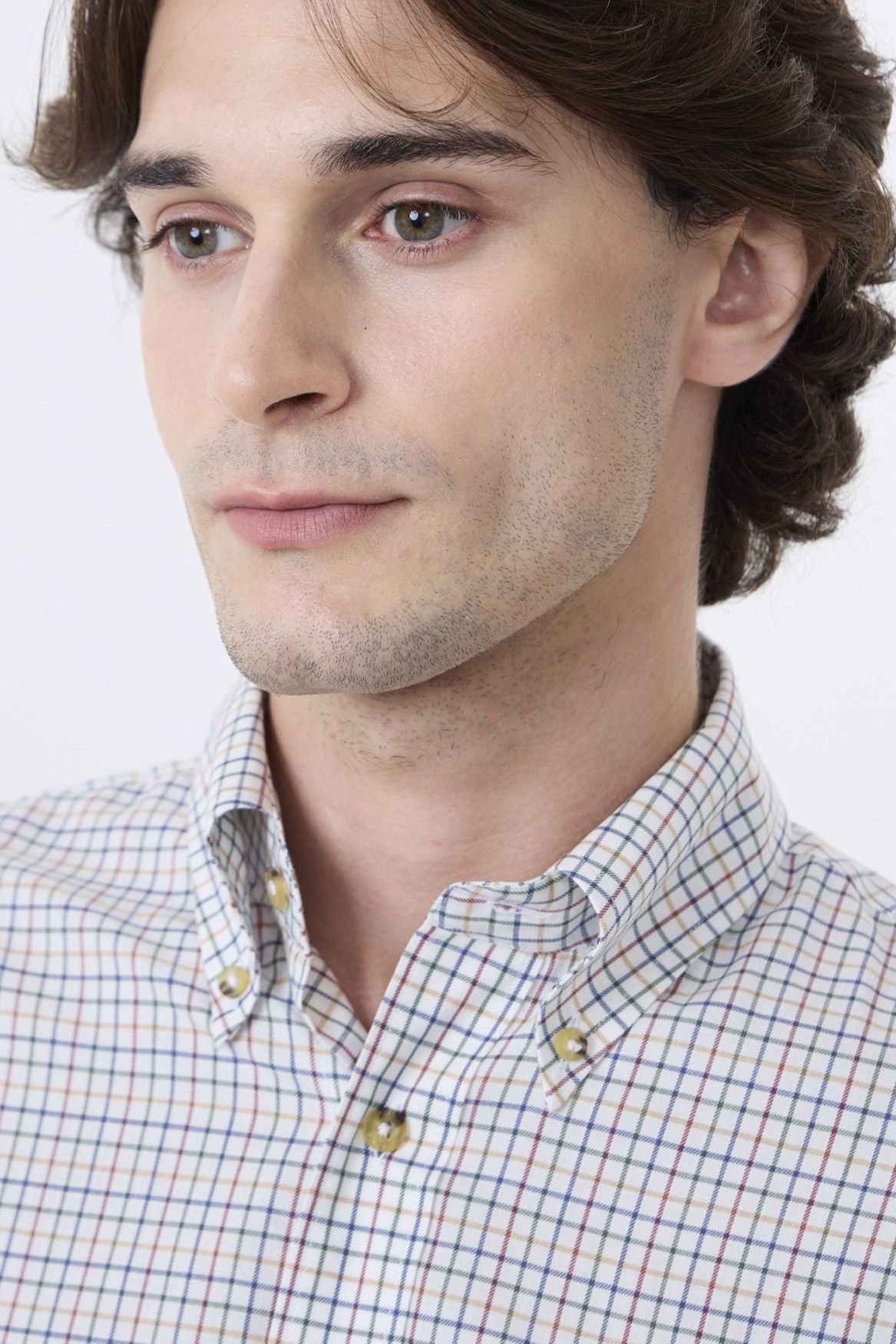 Summer Weight Multi Tattersall Cotton and Wool Blend Button-Down Shirt by Viyella