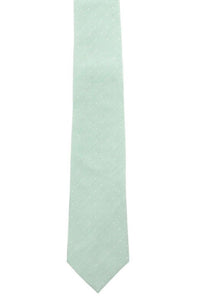 Churchill Chambray Polka Dot Linen and Silk Blend Tie in Light Green by Trafalgar