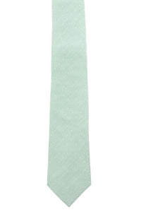 Churchill Chambray Polka Dot Linen and Silk Blend Tie in Light Green by Trafalgar