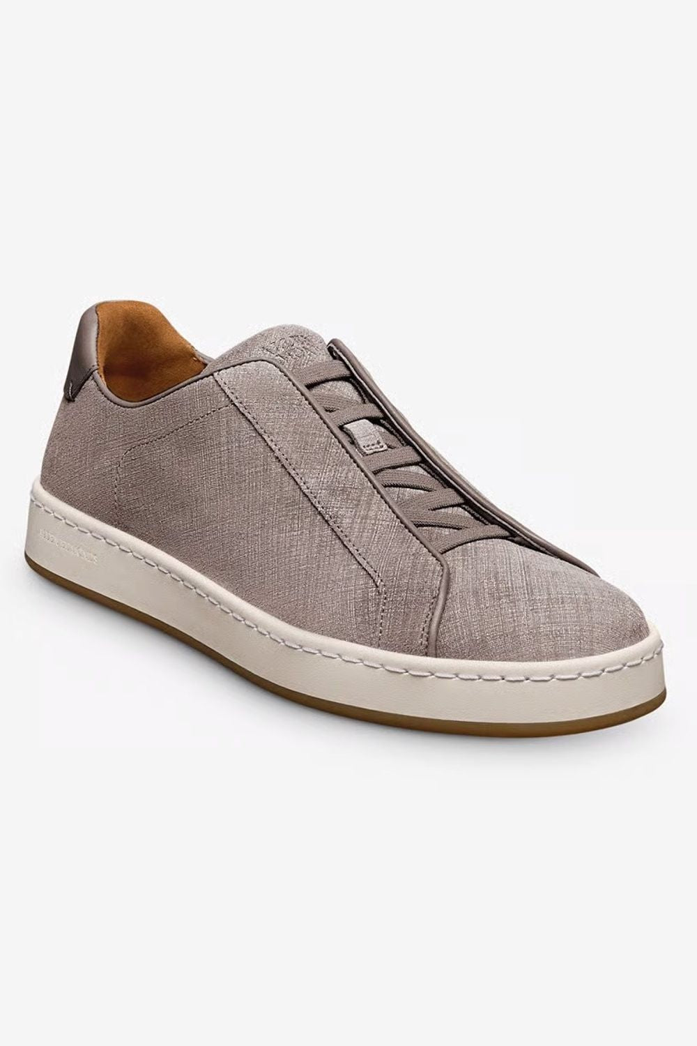 Banks Court Slip-On Stretch-Lace Sneaker in Vapor Denim-Textured Suede by Allen Edmonds