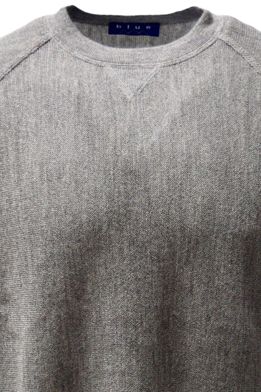 Baby Alpaca Links Knit Raglan Sleeve Sweatshirt-Style Sweater in Grey by Blue 1899