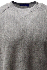 Baby Alpaca Links Knit Raglan Sleeve Sweatshirt-Style Sweater in Grey by Blue 1899