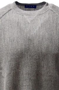 Baby Alpaca Links Knit Raglan Sleeve Sweatshirt-Style Sweater in Grey by Blue 1899