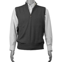 Royal Alpaca Half-Zip Mock Neck Sweater Vest in Medium Grey Heather by Peru Unlimited