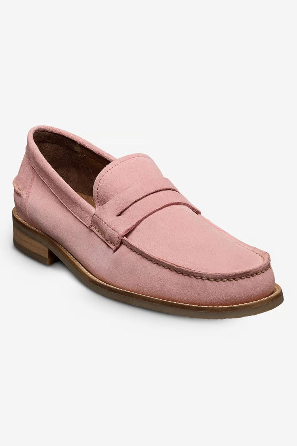 Sorrento Moccasin-Style Penny Loafer in Light Pink Suede by Allen Edmonds
