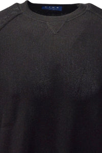 Baby Alpaca Links Knit Raglan Sleeve Sweatshirt-Style Sweater in Black by Blue 1899