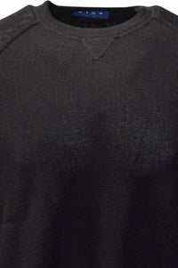 Baby Alpaca Links Knit Raglan Sleeve Sweatshirt-Style Sweater in Black by Blue 1899