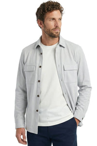 Micro Suede Shirt Jacket in Cement by Scott Barber