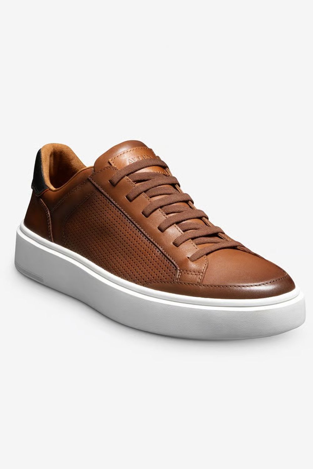 Oliver Slip-On Stretch-Lace Sneaker in Luggage Tan Leather by Allen Edmonds