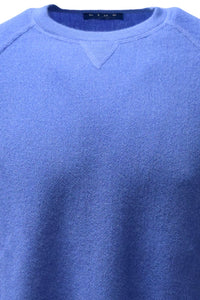 Baby Alpaca Links Knit Raglan Sleeve Sweatshirt-Style Sweater in Regal Blue by Blue 1899