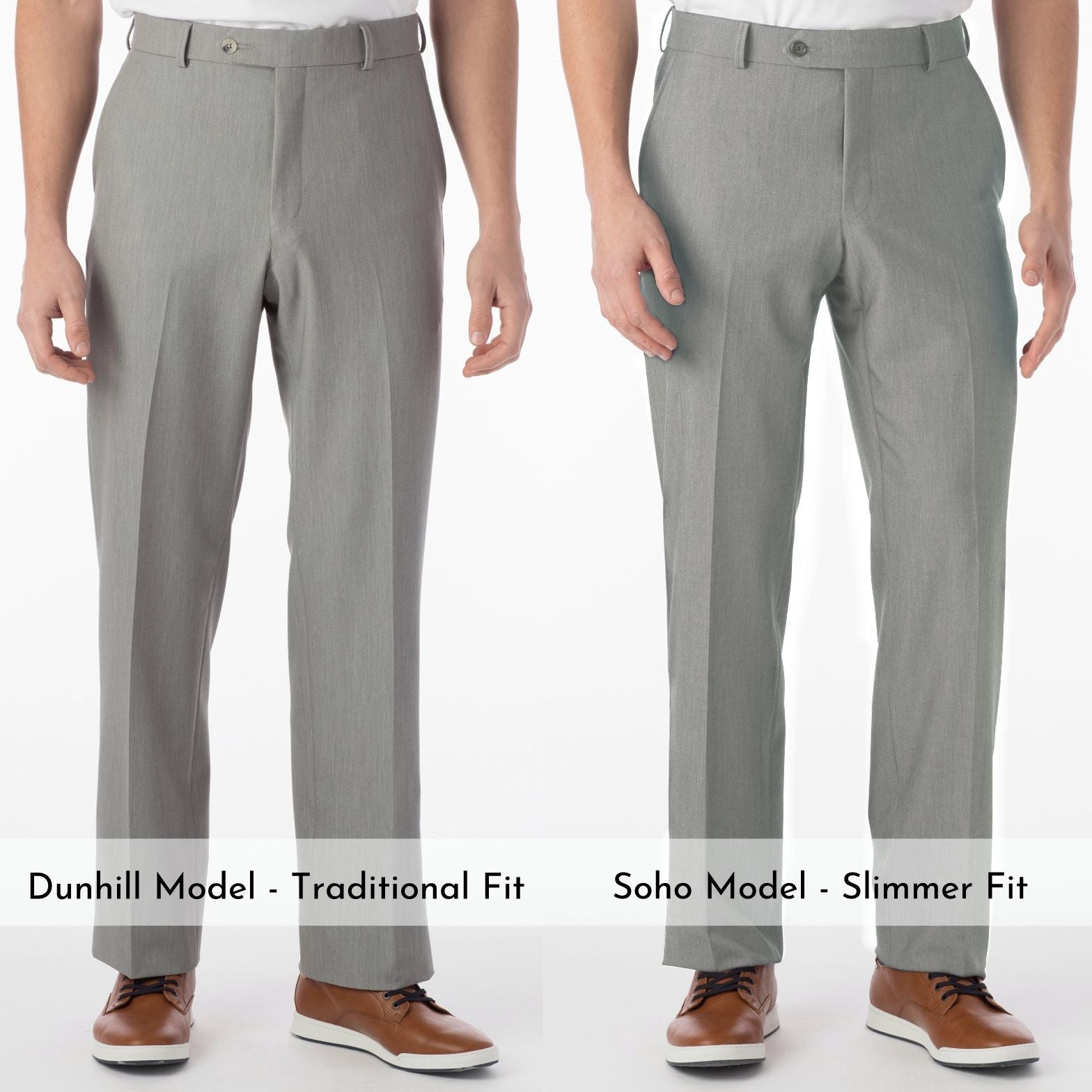 Comfort-EZE Commuter Bi-Stretch Gabardine Trouser in Pearl Grey, Size 38 (Dunhill Traditional Fit) by Ballin