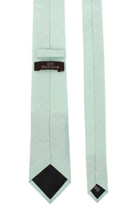 Churchill Chambray Polka Dot Linen and Silk Blend Tie in Light Green by Trafalgar