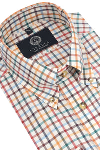 Summer Weight Bright Multi Tattersall Cotton and Wool Blend Button-Down Shirt by Viyella