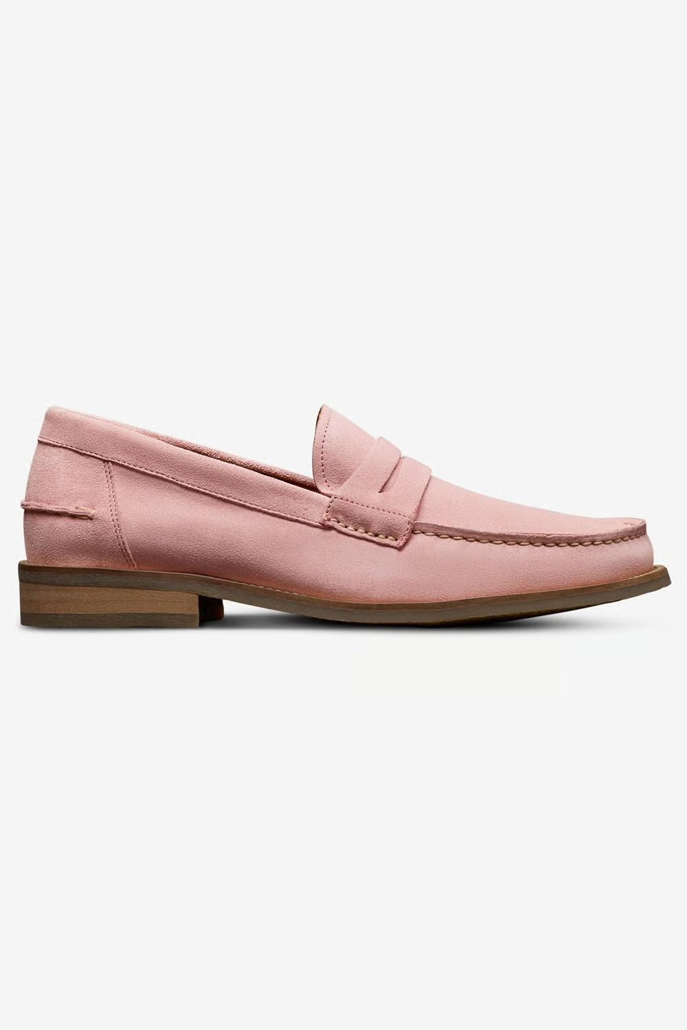 Sorrento Moccasin-Style Penny Loafer in Light Pink Suede by Allen Edmonds