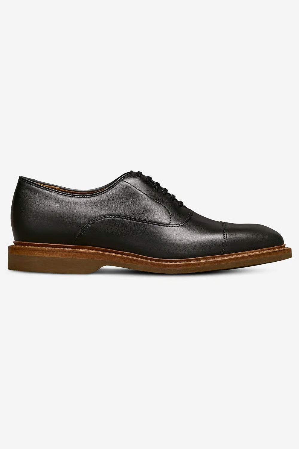 Park Avenue Verse Cap-Toe Oxford Dress Shoe in Black Leather with Brown Sole by Allen Edmonds