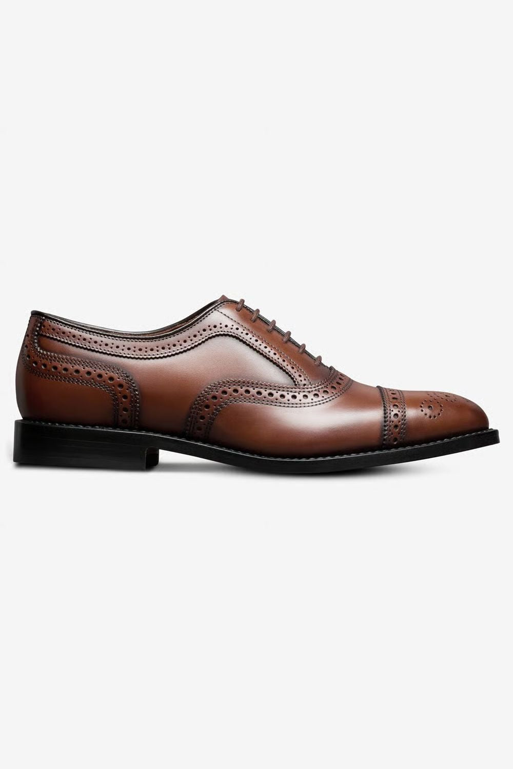 Strand Cap-Toe Oxford Dress Shoe with Perf Detailing in Black Leather by Allen Edmonds