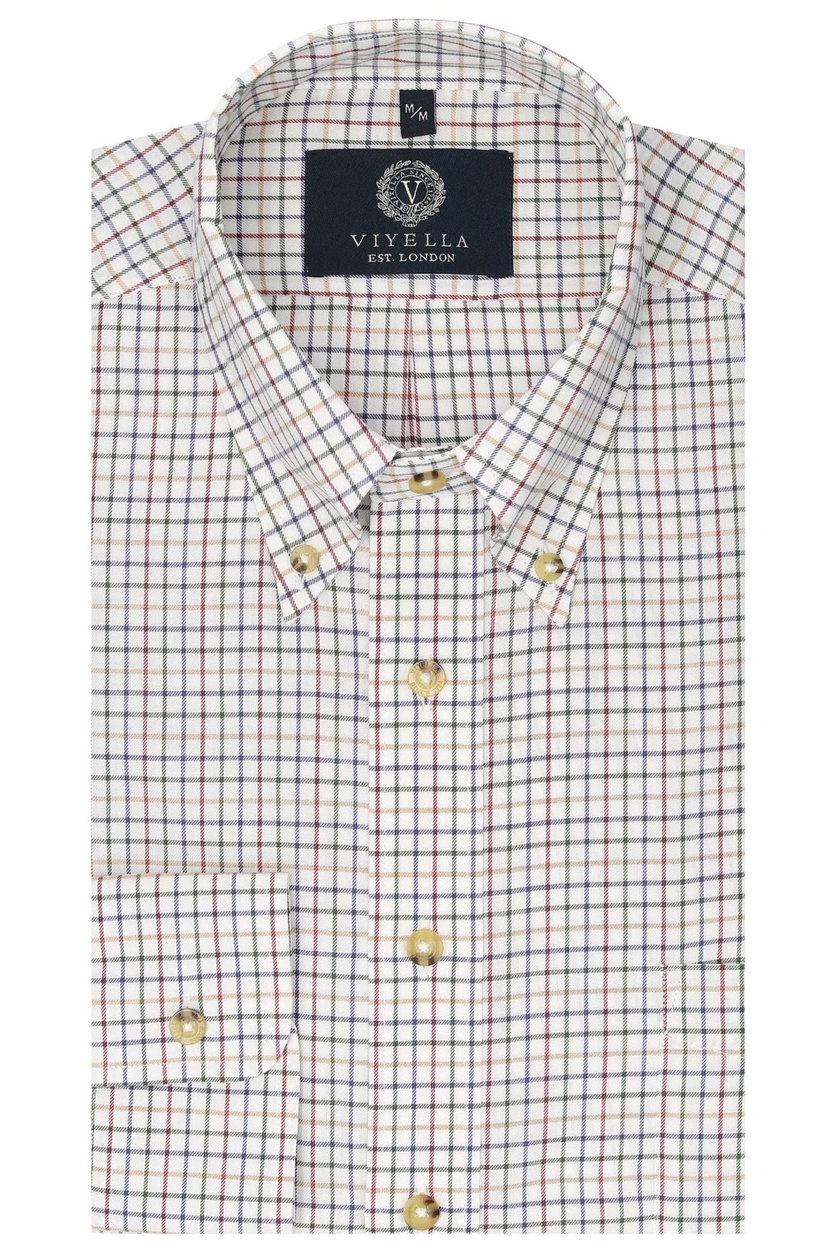 Summer Weight Multi Tattersall Cotton and Wool Blend Button-Down Shirt by Viyella