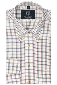 Summer Weight Multi Tattersall Cotton and Wool Blend Button-Down Shirt by Viyella