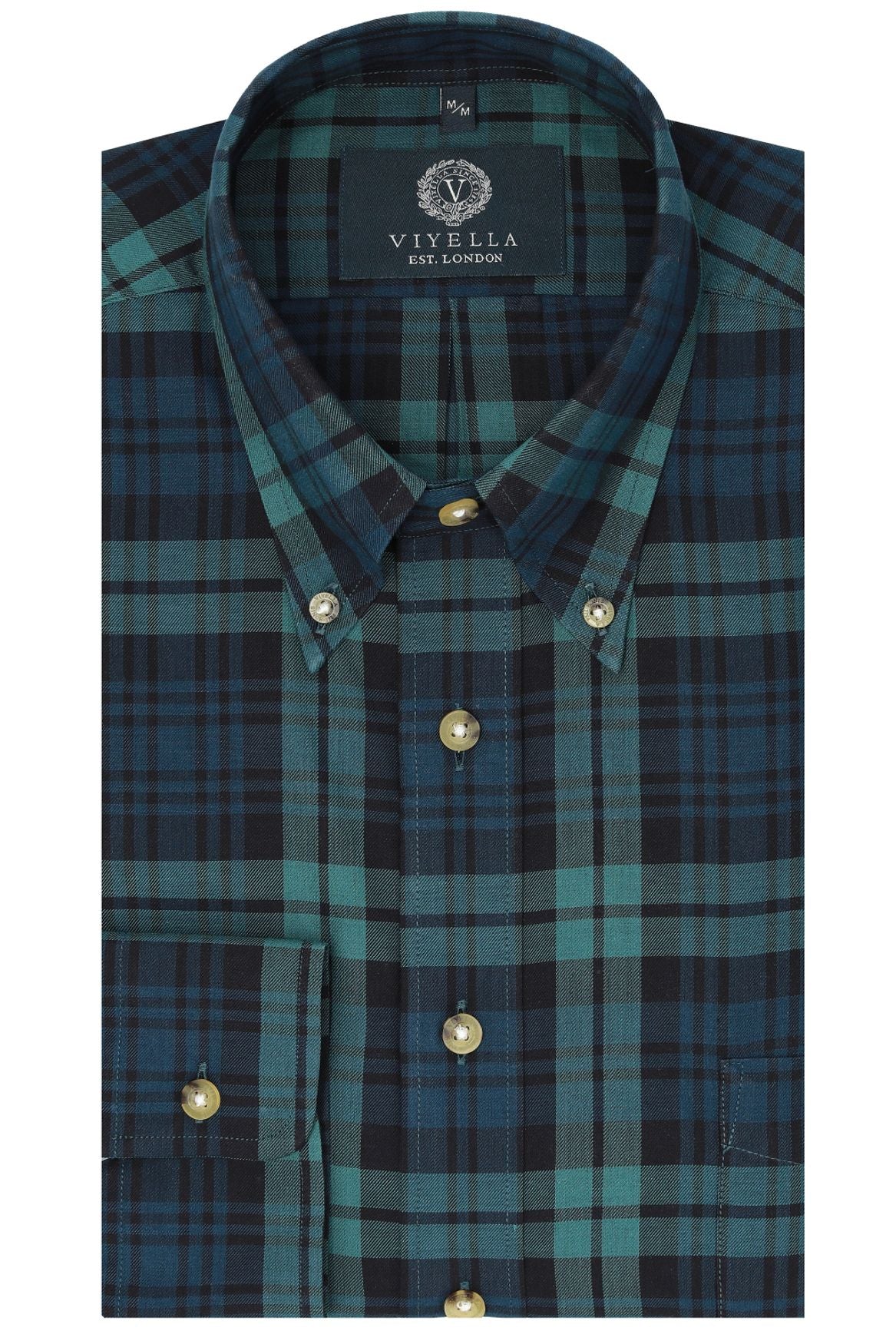 Summer Weight Black Watch Tartan Cotton and Wool Blend Button-Down Shirt by Viyella