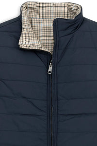 Reversible Wool Blend Houndstooth Quilted Vest in Khaki Plaid/Navy by Scott Barber