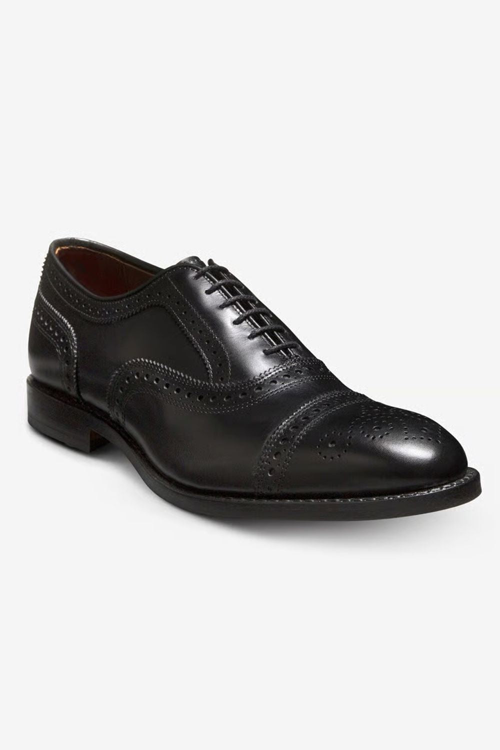 Strand Cap-Toe Oxford Dress Shoe with Perf Detailing in Black Leather by Allen Edmonds