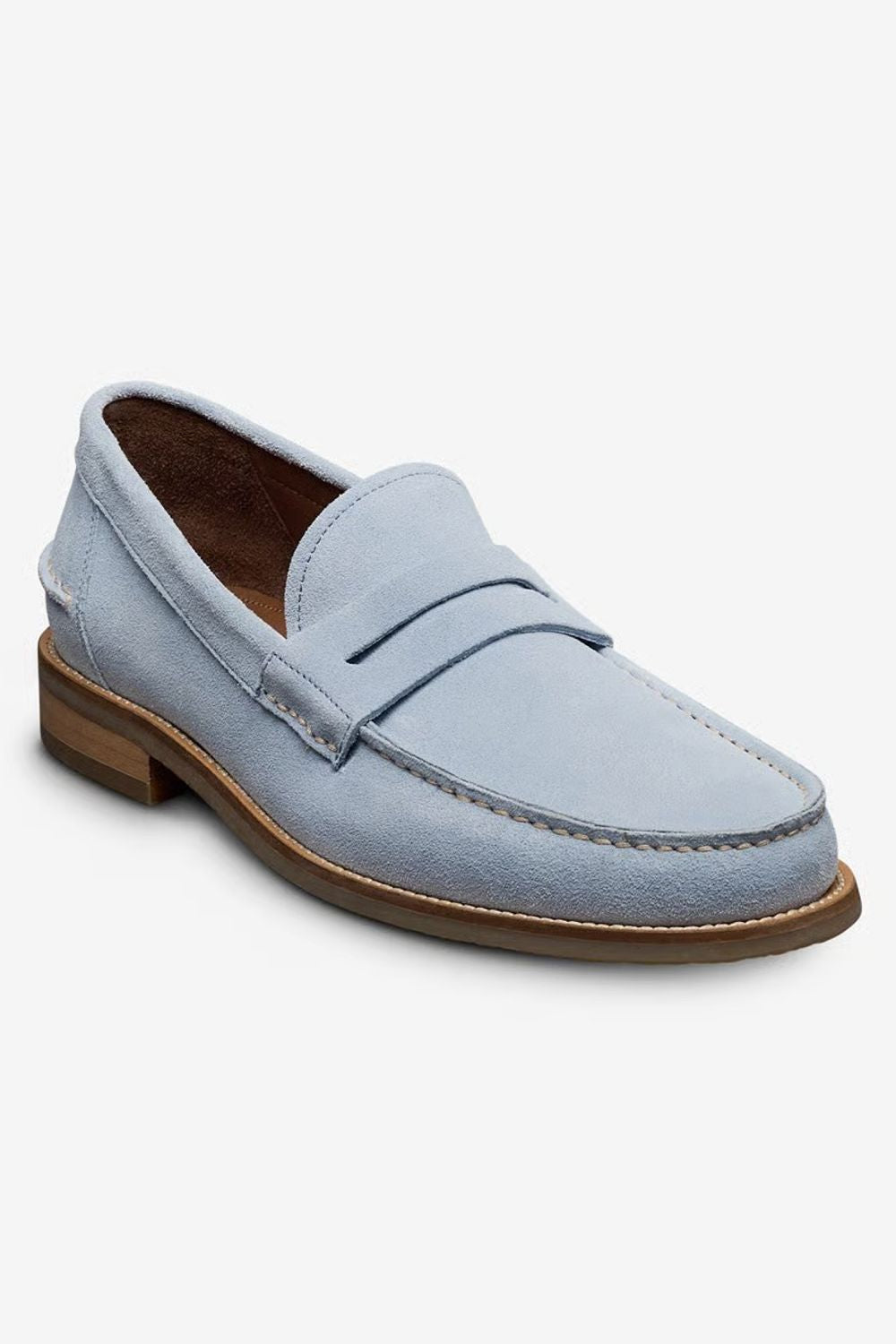 Sorrento Moccasin-Style Penny Loafer in Light Blue Suede by Allen Edmonds