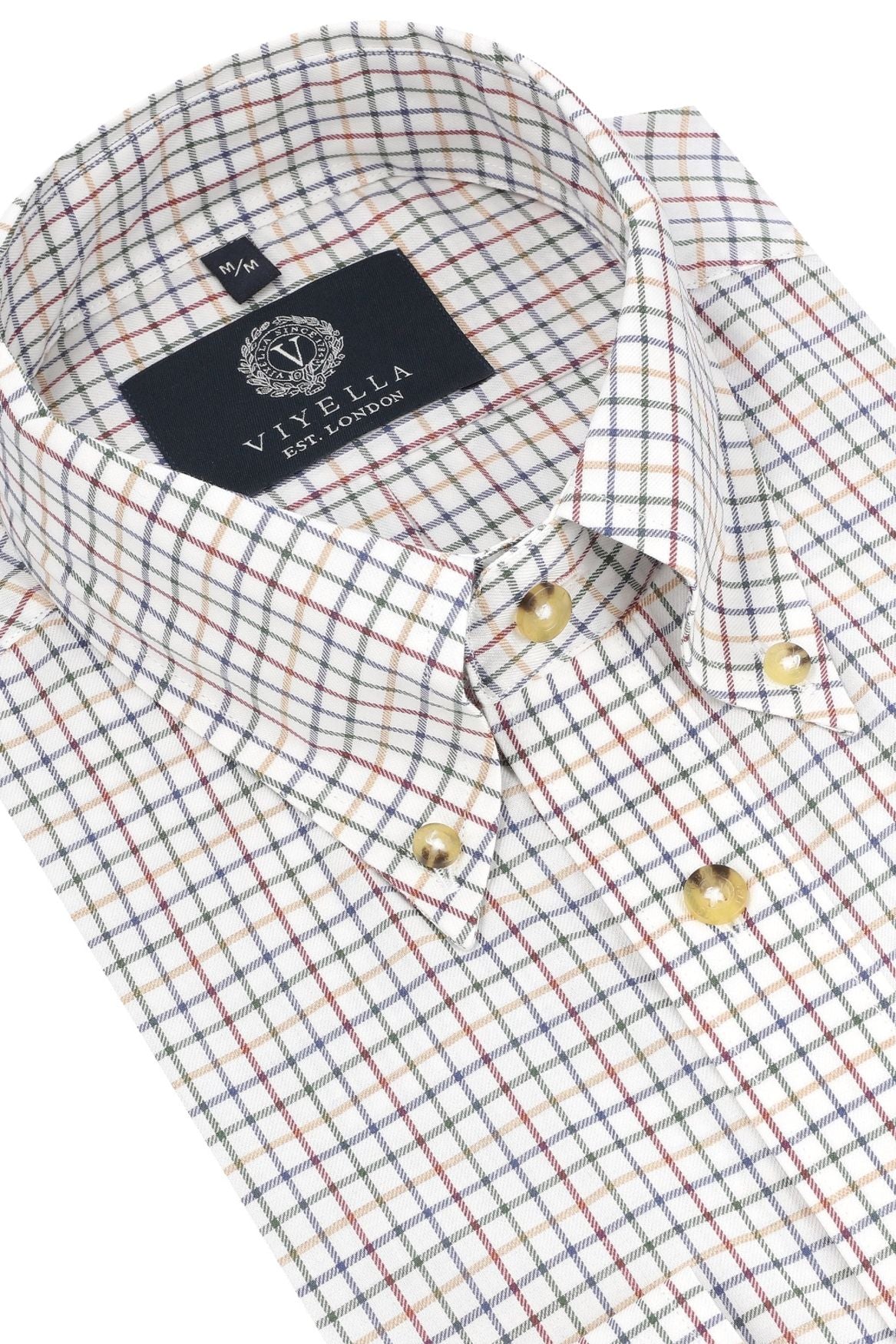 Summer Weight Multi Tattersall Cotton and Wool Blend Button-Down Shirt by Viyella