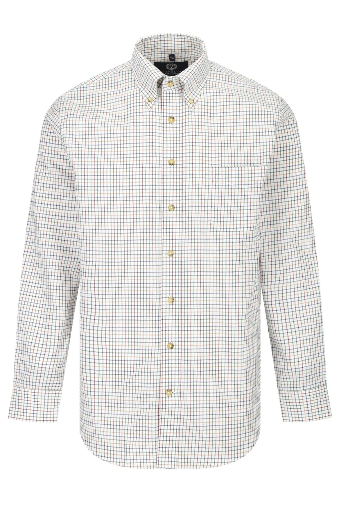 Summer Weight Multi Tattersall Cotton and Wool Blend Button-Down Shirt by Viyella