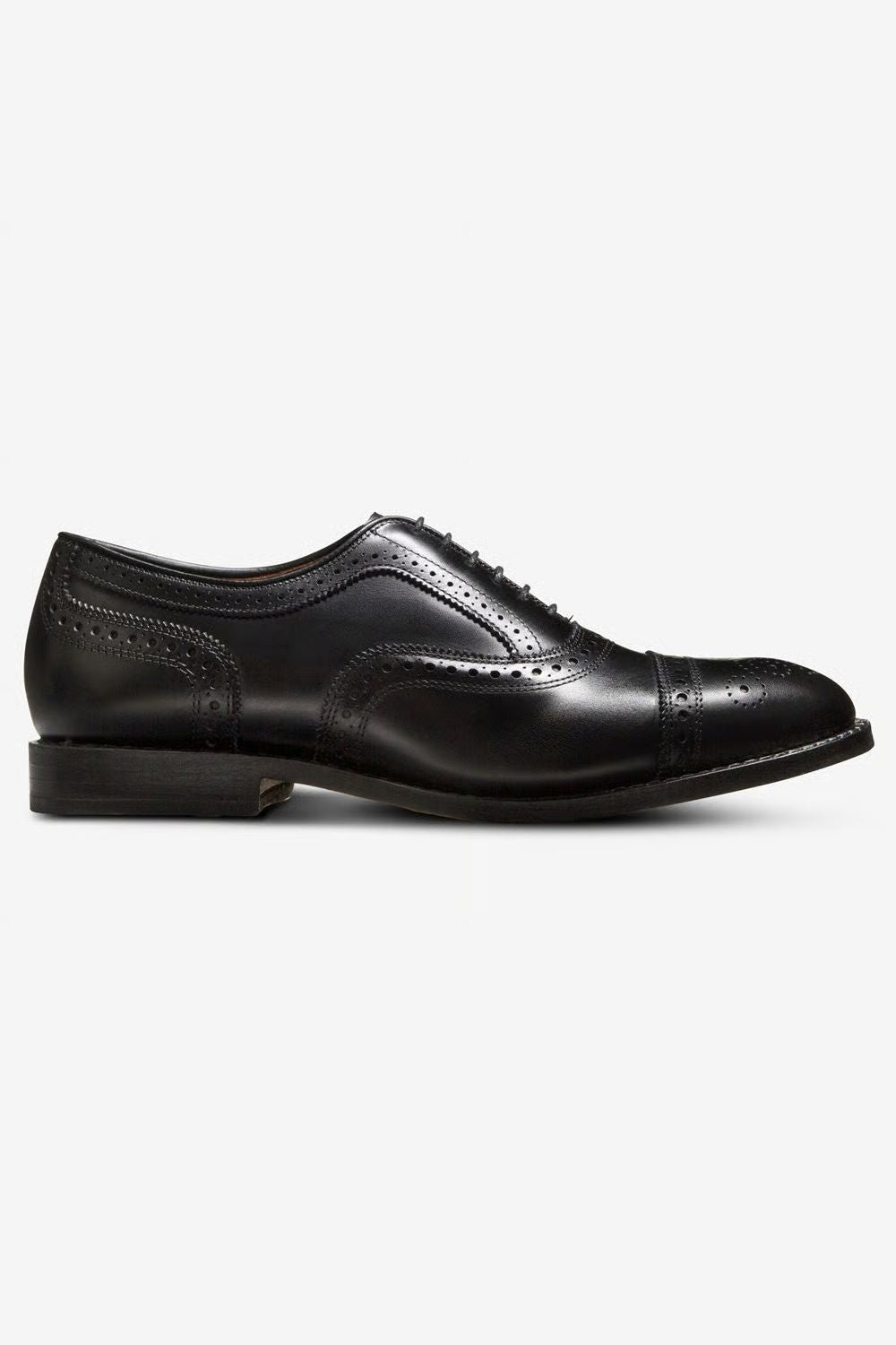 Strand Cap-Toe Oxford Dress Shoe with Perf Detailing in Black Leather by Allen Edmonds