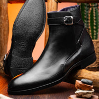 Jodphur Italian Calfskin Strap-In Chelsea Boot in Black by Zelli Italia