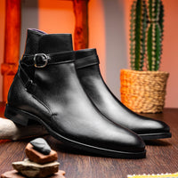 Jodphur Italian Calfskin Strap-In Chelsea Boot in Black by Zelli Italia