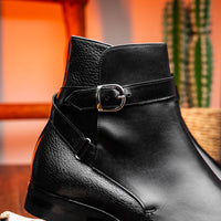 Jodphur Italian Calfskin Strap-In Chelsea Boot in Black by Zelli Italia
