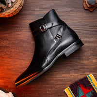 Jodphur Italian Calfskin Strap-In Chelsea Boot in Black by Zelli Italia