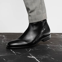 Jodphur Italian Calfskin Strap-In Chelsea Boot in Black by Zelli Italia