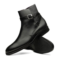 Jodphur Italian Calfskin Strap-In Chelsea Boot in Black by Zelli Italia