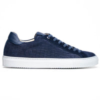 Kobe Crocodile Embossed Italian Sueded Goatskin Sneaker in Navy by Zelli Italia