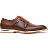 Legerra Hand Burnished Italian Calfskin Monk Strap Shoe in Brown by Zelli Italia