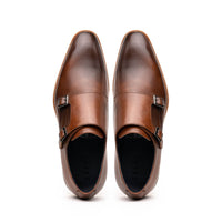 Legerra Hand Burnished Italian Calfskin Monk Strap Shoe in Brown by Zelli Italia