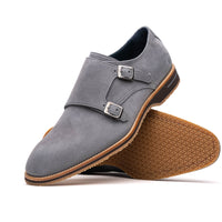 Legerra Sueded Goatskin Monk Strap Shoe in Grey by Zelli Italia