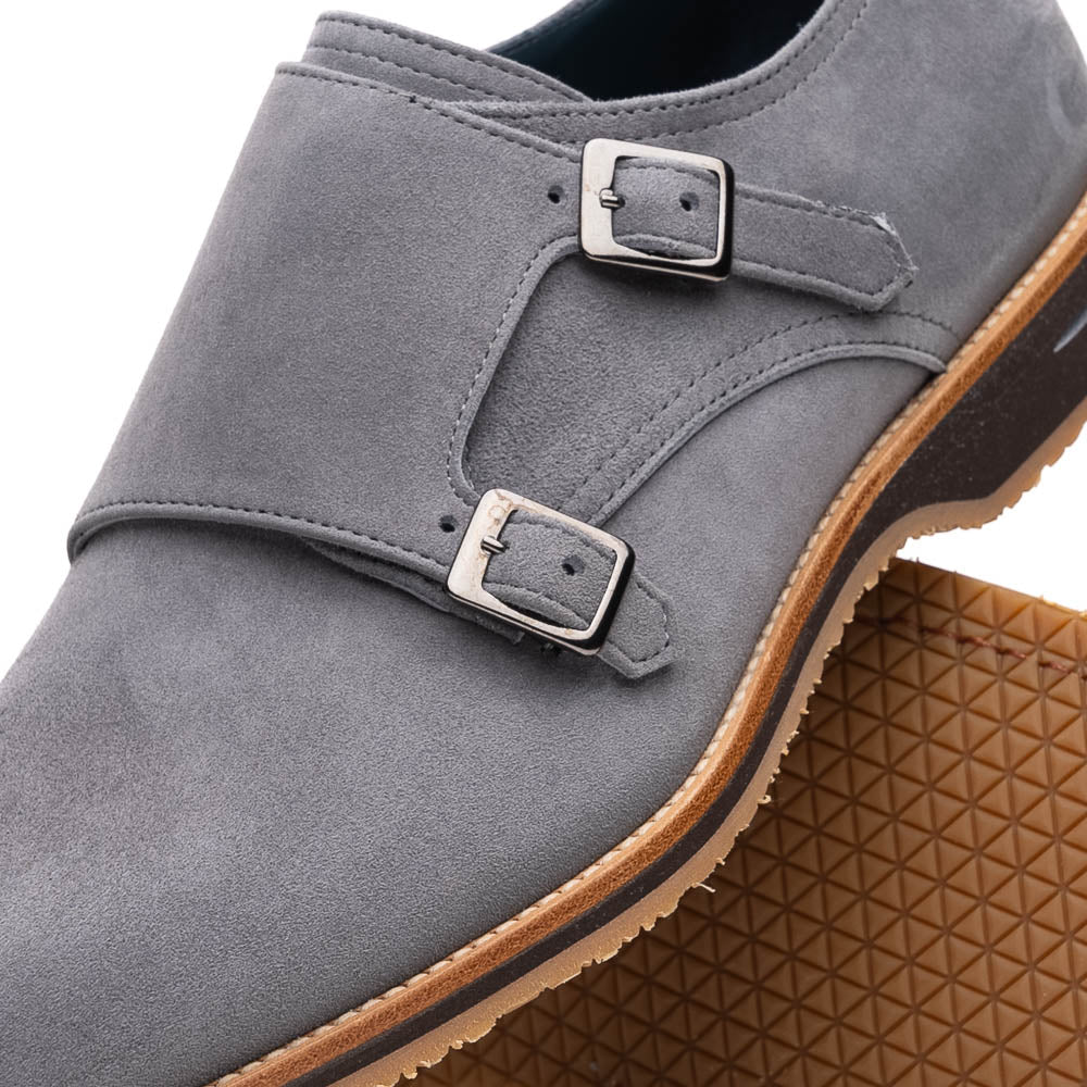 Legerra Sueded Goatskin Monk Strap Shoe in Grey by Zelli Italia