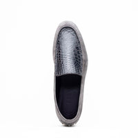Bene Crocodile & Sueded Italian Goatskin Loafer in Grey by Zelli Italia