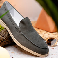 Livorno Sueded Italian Goatskin Loafer in Grey by Zelli Italia