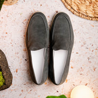 Livorno Sueded Italian Goatskin Loafer in Grey by Zelli Italia