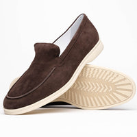 Livorno Sueded Italian Goatskin Loafer in Mocha by Zelli Italia