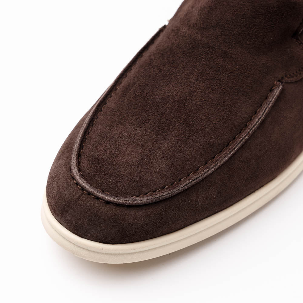 Livorno Sueded Italian Goatskin Loafer in Mocha by Zelli Italia