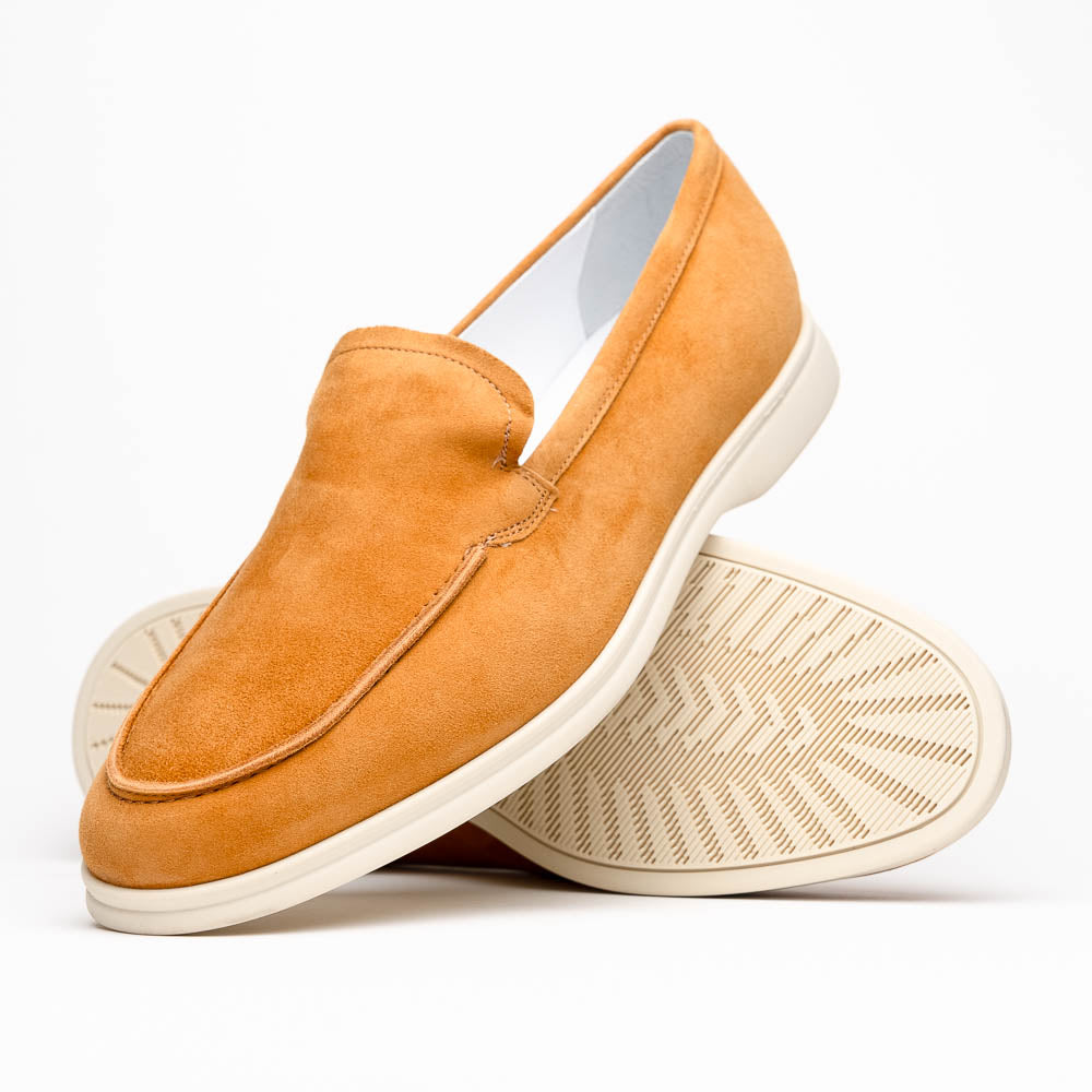 Livorno Sueded Italian Goatskin Loafer in Cognac by Zelli Italia