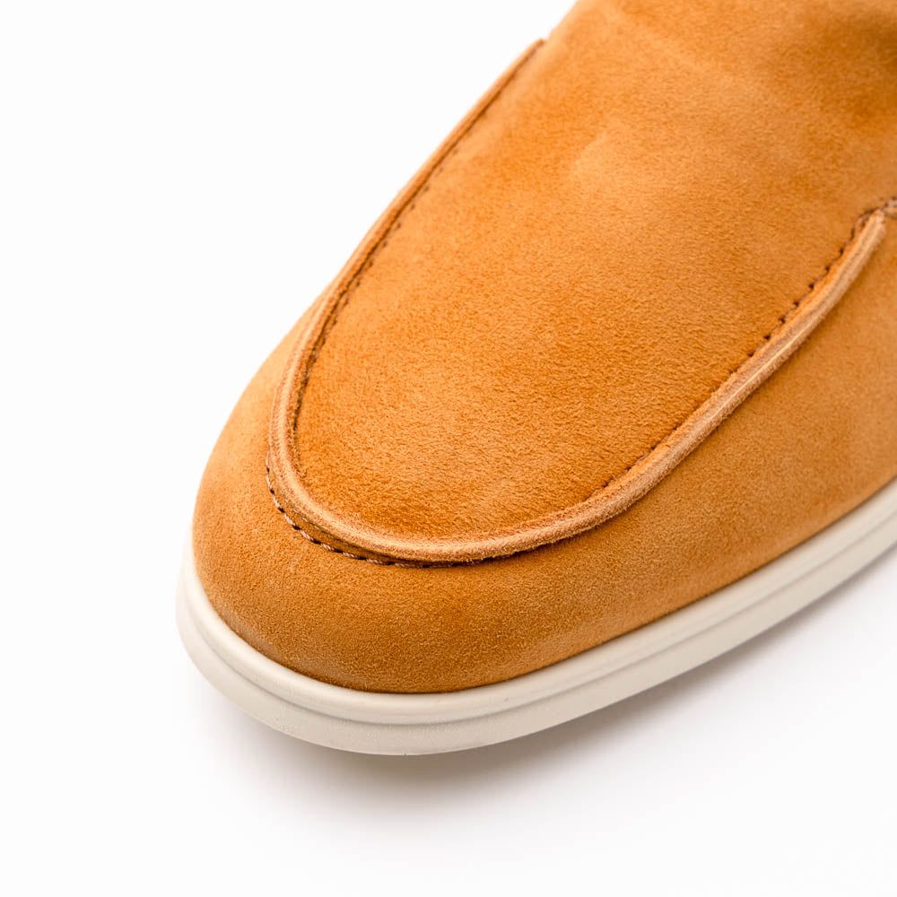 Livorno Sueded Italian Goatskin Loafer in Cognac by Zelli Italia